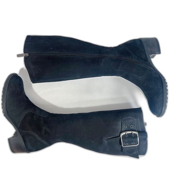 Paul Green Kendra Tall Riding Boots Black Suede Nuback Women's Size 5.5 UK 8 US - Picture 1 of 8